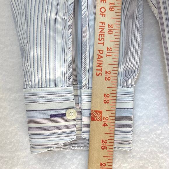 Paul Smith London Men’s Dress Shirt Size 17/43 Blue Striped Made in Italy - Picture 6 of 9